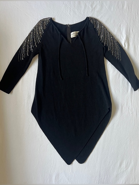 Adolfo Dresses & Skirts - VTG Adolfo Saks Beaded Shoulder Tunic Dress 70s 80s Editorial Glam